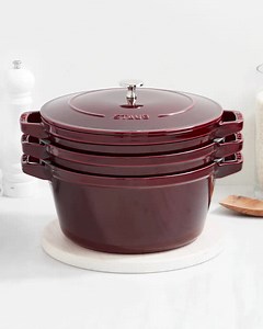 *GIVEAWAY ALERT* To celebrate the launch of our Williams Sonoma Test Kitchen Hotline, we're giving away a new Test Kitchen-favorite innovation: the Staub USA Stackable cookware set (https://bit.ly/2VIEQxb). Featuring 3 pieces of cast-iron cookware plus a lid that fits them all, it's designed to stack for space-saving storage. To enter for a chance to win, text us at 415-301-4550 with WS COOKS. Good luck! https://bit.ly/wscooks NO PURCHASE NECESSARY; Must be 18 and U.S. resident; Sweepstakes peri