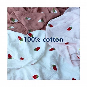 [Hot Item] Factory Customize Embroidered Muslin Fabric 100%Cotton 3 Layer 4 Layer Muslin Fabric with High Quality