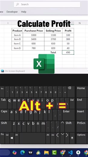 Excel Shortcut for SUM || Alt + = Shortcut in Excel for SUM