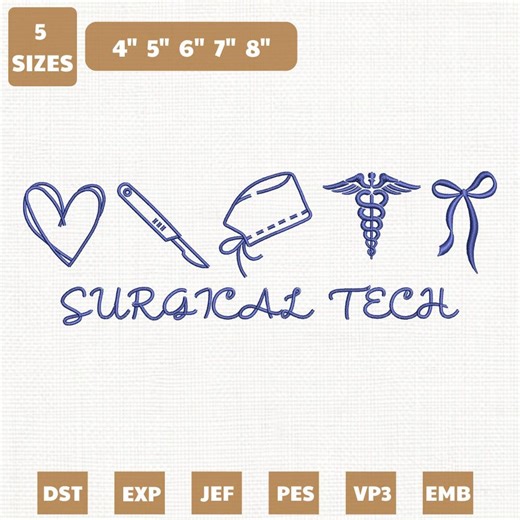 Surgical Tech Icons Machine Embroidery File, 4-8 Inches (instant Download) - Etsy