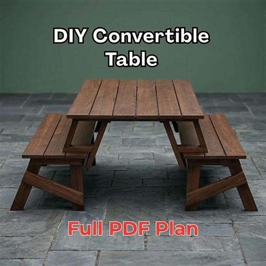 DIY Convertible Picnic Table and Bench Plan PDF | Woodworking Plans Outdoor Patio Furniture | Garden Rustic Folding Table - Etsy