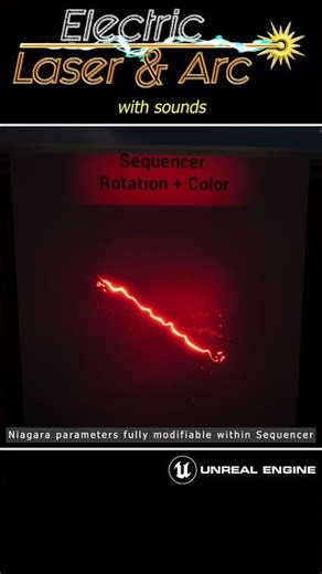 Laser and Arc with sounds usable in Sequencer on Unreal Engine
