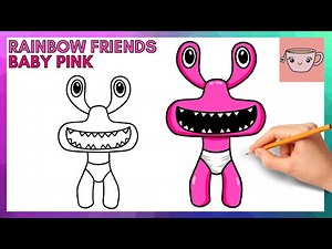 How To Draw Baby Pink from Rainbow Friends | Concept Art | Cute Step By Step Drawing Tutorial