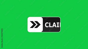 Green screen animation of claim now push button with pointer, simple animation of cursor icon clicking claim now button, Animation of claim now button, claim now button animation