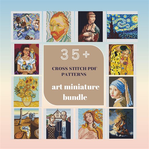 Mini Masterpieces Cross Stitch Patterns – Famous Paintings Collection (PDF Download) - Etsy