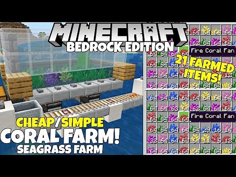 Minecraft Bedrock: Coral and Seagrass Farm! Easy & Cheap Tutorial! MCPE Xbox Ps4 PC
