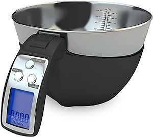 Fradel Digital Kitchen Food Scale with Bowl - 11lb, Grams & Ounces - Removable, Dishwasher-Safe Mixing Bowl - Black
