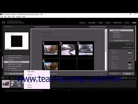Lightroom Classic CC Tutorial Creating Custom Web Gallery Templates Adobe Training