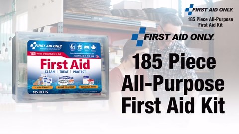 First Aid Only Essential First Aid Kit with Clear Plastic Case for Home, Office, Travel and Emergency Preparedness, 185 Pieces