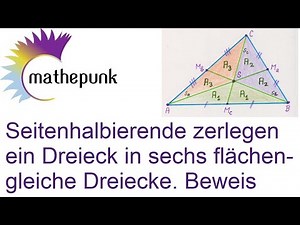 Side bisectors divide a triangle into six triangles of equal area. Proof