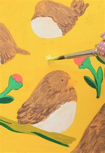 just me, my birds and their heated bird bath against the world 💌 #artprocess #gouachepainting #coloredpencil #birdart