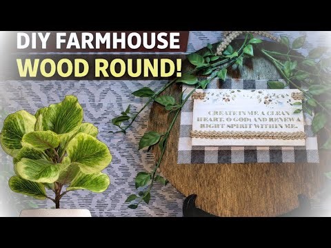 Farmhouse Wood Round DIY | Buffalo Plaid Décor | Wood Round or Wreath Wednesday