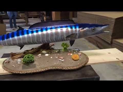 Wahoo - Custom Base Fishmount - Gray Taxidermy Fishmounts, Fish replicas