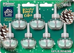 Glade PlugIns Refills Air Freshener, Scented and Essential Oils for Home and Bathroom, Twinkling Pine & Cedar, 4.69 Fl Oz, 7 Count