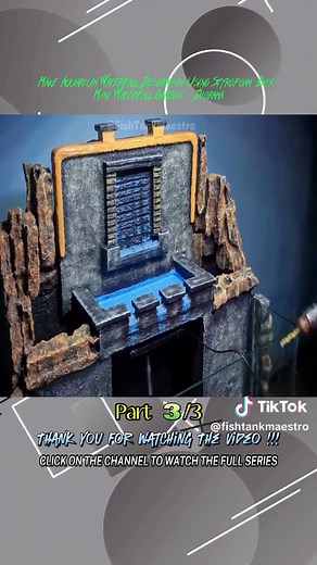Make Aquarium Waterfall Decoration using Styrofoam Box - MINI WATERFALL GARDEN - DIORAMA - Part 3. #aquarium #DIY #creative #foryou