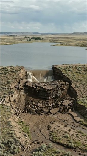 Wheatland No. 1 Dam Failure Simulation | USA 1969 🇺🇸 | Downstream Slope Slide → Dam Breach | 4K