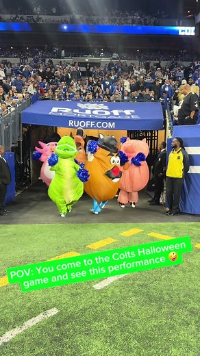 Comment below your favorite Colts Cheer Halloween inflatable 🤪✨ #halloween #coltscheerleaders #indianapoliscolts #inflatable
