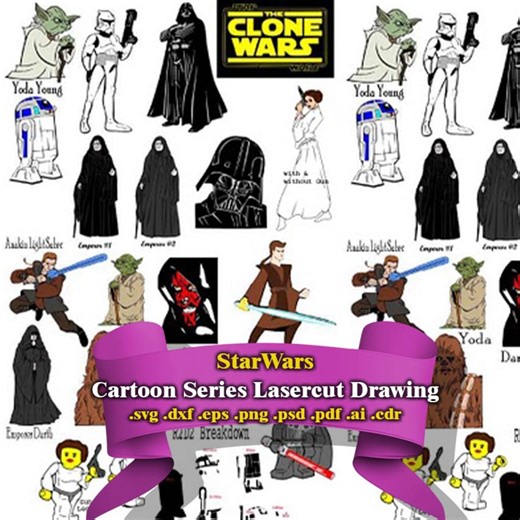 Star Wars SVG Bundle Clone Wars Vader Yoda Lego Laser Cut Files - Etsy