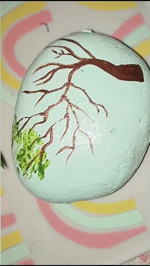 💖 Tiny Rock, Beautiful Landscape#acrylicpainting #rockpainting #diy