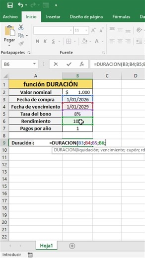 How to calculate the duration of a bond in Excel (DURATION function) #excel #exceltips #viral