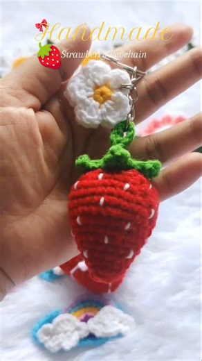 Handmade Crochet Strawberry🍓 keychain✨ customized orders available📩🚚 #crochet #diy #shorts