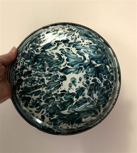 Vintage Collectible 8.5" Enamelware Plate, Rare Teal Enamelware Display Piece - Etsy