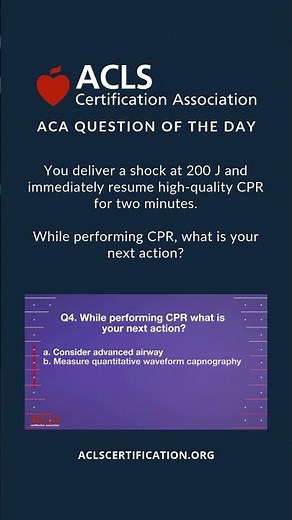 Question of the Day | ACLS Megacode 5 Challenge #4 | ACLS Certification Association #usashorts