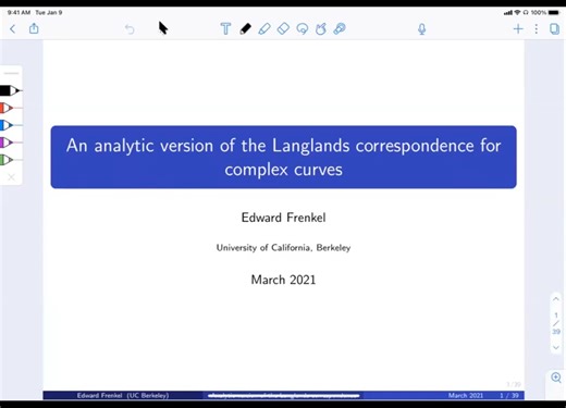 Pavel Etingof：local fields上的Hecke算子和Geometric Langlands correspondence的解析方法——2