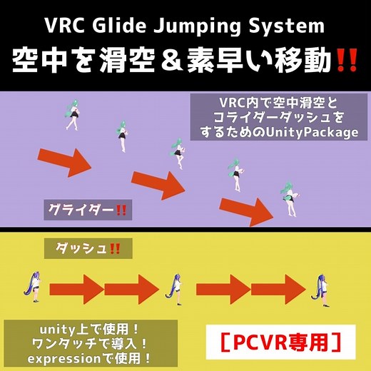 【VRCグライダー&ダッシュシステム】空中を滑空＆素早い移動‼️【VRC Glide Jumping System】 - VRC合法チート研究会 - BOOTH