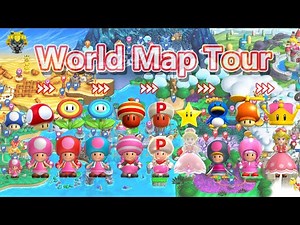 All Toadette Power-Ups walk World Map Tour New Super Mario Bros ™ U Deluxe 奇諾比珂所有特殊能力隱藏路線走一篇