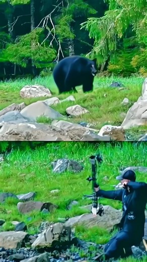 Face to Face Black Mirror Hunt Perfect CloseRange Shot Intense Black#challenge#wildlife#bear#hunting