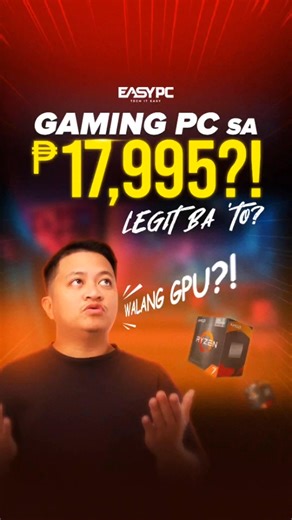 512 reactions · 31 shares | GAMING PC TAPOS WALANG GPU?  P18K NAKA RYZEN 7 NA! Ang tindi dba?  From your most trusted PC store with EASYFIX palit-agad warranty! Limited stocks lang! | EASY PC | Facebook