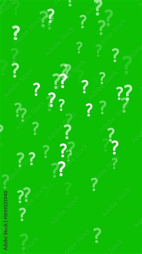 Question mark background animation with blink question marks on green background. who, why, where, how, what Full Hd. 4K