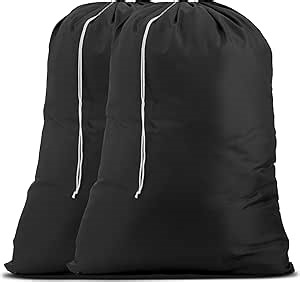 Handy Laundry Nylon XL - Large Capacity with Locking Drawstring, Machine Washable, Fits Laundry Baskets or Hampers, Holds 3 Loads of Clothes - Black (Pack of 2)