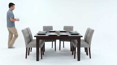 Simpli Home Andover 9-Piece Square Slate Grey Solid Wood Top Dining Table Set Dining Room Set, Seats 8 AXCDS9AN-SGL