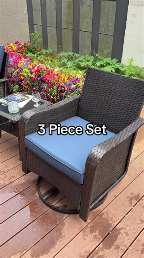 ullavik 3 Pieces Patio Furniture Set with 4-inch Thick Cushion,360 Degree Swivel Rocking Chairs and Rattan Side Table for Garden,Porch,Backyard #patiofurniture #outfoorfurniture #patiomakeover #porchdecor #patiofurnitureset