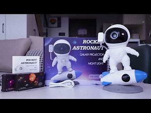 Rocket Astronaut Star Galaxy Projector Night Light Focus 12 Films LED Projection Galaxy Robot Lamp