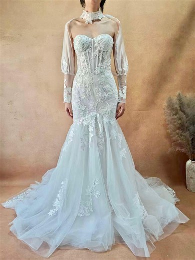 Lace Mermaid Wedding Dress With Removable Sleeves - Etsy