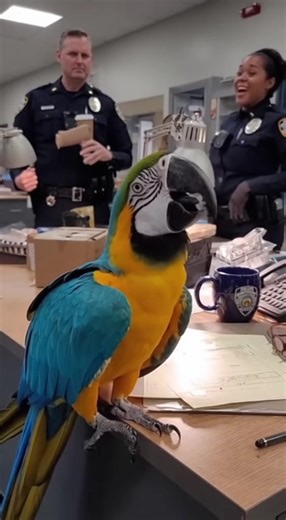 “Who took my coffee?” Parrot (imitating): “Not me!” Cop 2 laughs: “This parrot needs a raise | little cops parrot