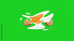 Egg cracking cartoon animation with green screen background