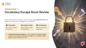 Vocabulary Escape Room Review & Vocabulary Challenge — ELA Activity