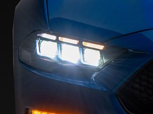 Mustang RGB Flow Series S650 Style Headlights with Standard Controller; Matte Black Housing; Clear Lens (18-23 Mustang GT, EcoBoost) - Free Shipping