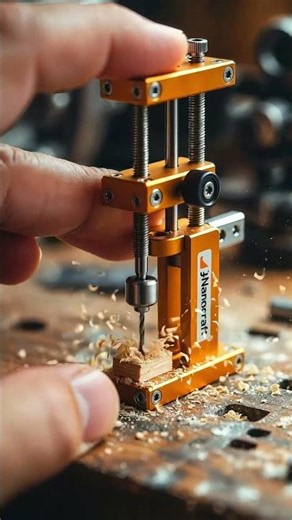 Tiny Drill Press Makes a Perfect Hole #tinytools #miniaturetools #drillpress #woodworking