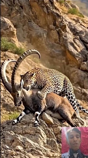 Leopard's Fierce Hunt: Predator vs. Prey in the Mountains #animals #shortvideo #viralvideo #short