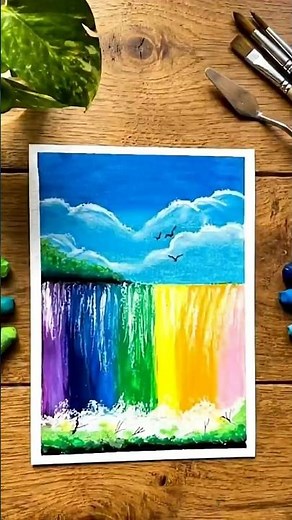 🌈Easy Magical Rainbow Waterfall Draw for Beginners | Step-by-Step Drawing Tutorial | Satisfying Art