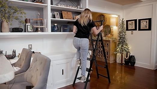 SOLADDER 5 Step Ladder, Lightweight Aluminum Foldable Ladder