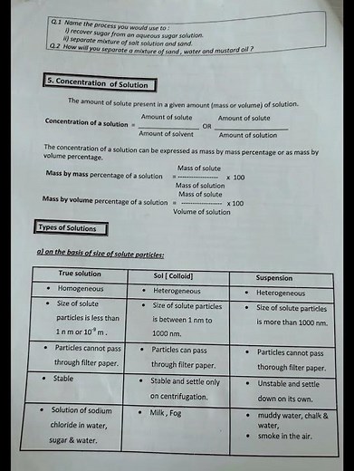 Notes and question bank of chapter 2 class 9th || Is matter around us pure? #notes #ch2 #chemistry