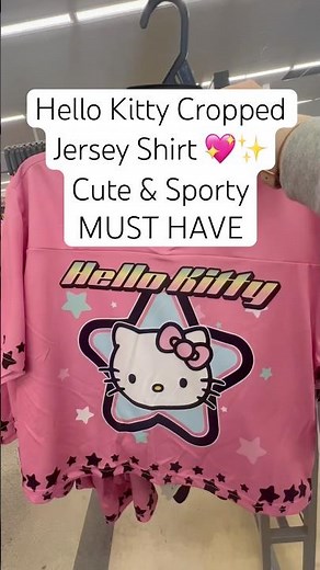 Hello Kitty Cropped Jersey Shirt 💖✨ Cute & Sporty Must-Have! #hellokitty