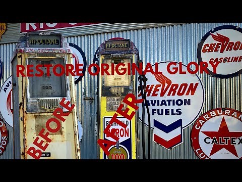 How to restore the original paint finish on a 1930s antique gasoline pump!