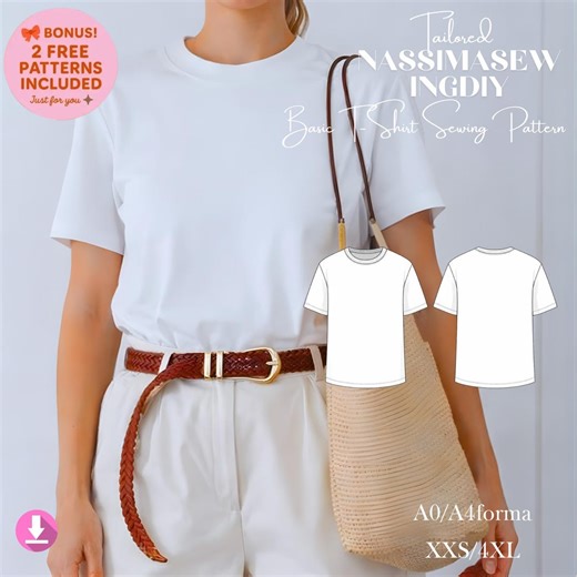 Basic T-shirt Sewing Pattern | Women's Top, XXS-4XL Sizes (PDF Download) - Etsy